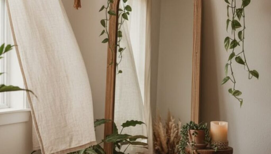 Bedroom Mirror Corner with Sheepskin Rug