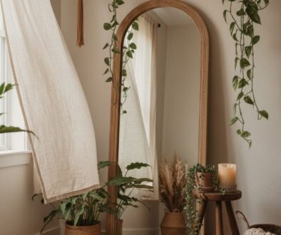 Bedroom Mirror Corner with Sheepskin Rug
