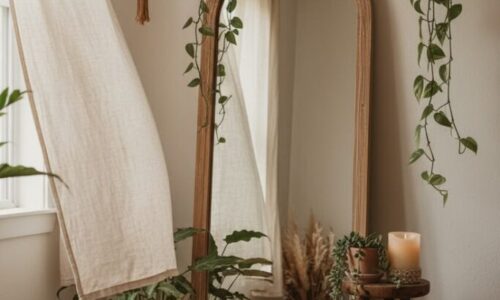 Bedroom Mirror Corner with Sheepskin Rug