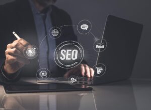 SEO and social media marketing strategy concept
