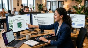 AI-powered SEO analytics dashboard showing website ranking improvements